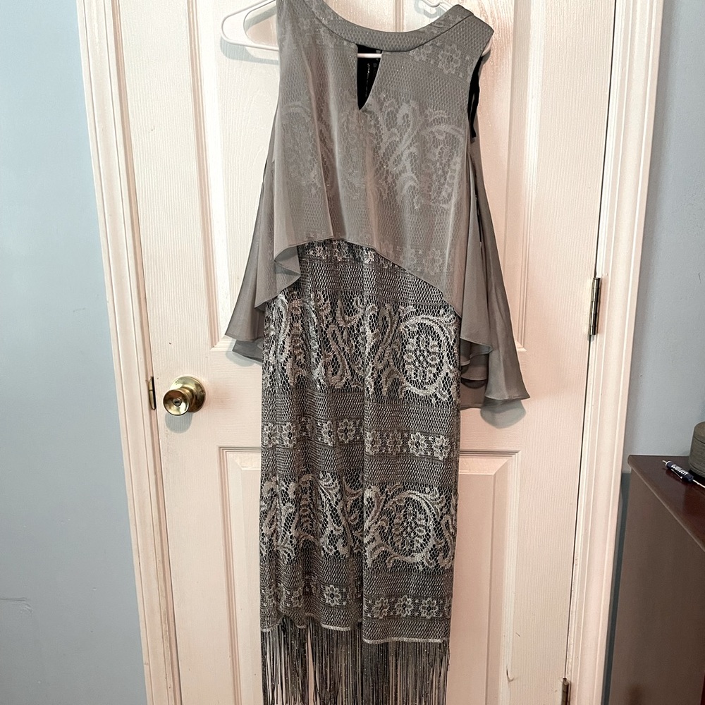 Black shiny silver party dress.